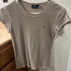 Ralph Lauren Women's Brown Striped Tee
